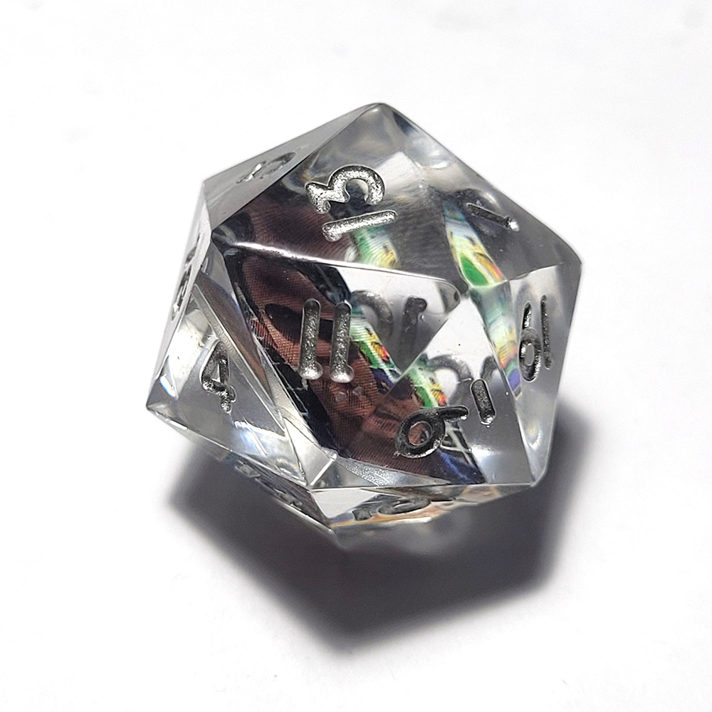 Customisable D20, Add Your Own Photo Dice, DND Boardgame Glitter Shimmer Sparkle, RPG Tabletop Games Unique Personal Gift