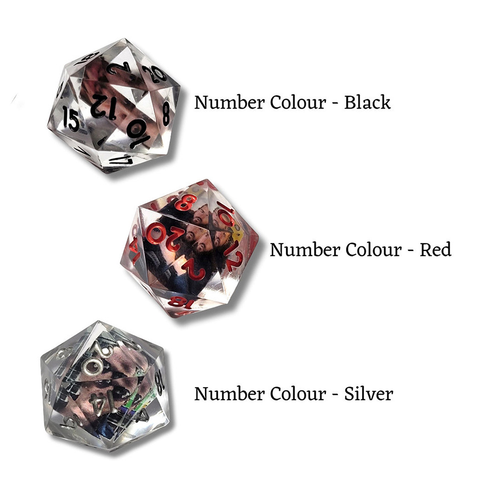 Customisable D20, Add Your Own Photo Dice, DND Boardgame Glitter Shimmer Sparkle, RPG Tabletop Games Unique Personal Gift