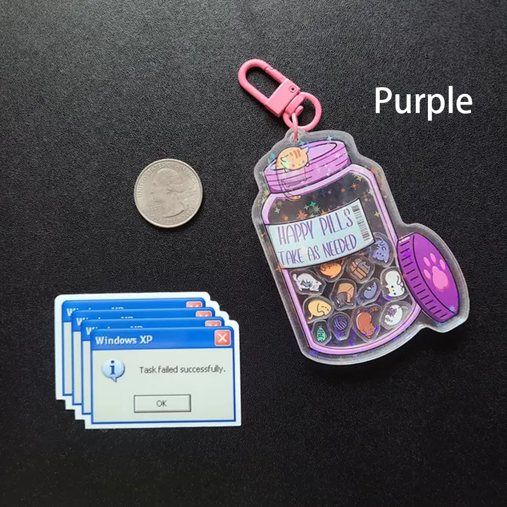 Personalised Happy Pills Pet Acrylic Shaker Keychain, Pet Portrait Backpack Keychains with Dog/Cat Face Photo for Girls, Gift for Dog Lovers Cat Mom