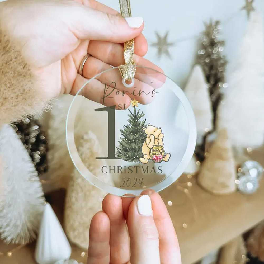 Winnie Pooh Ornament Babys First Christmas Ornament 2024 Personalized 1st Christmas Ornament Baby's 1st Christmas 2024 Pooh Christmas Bauble