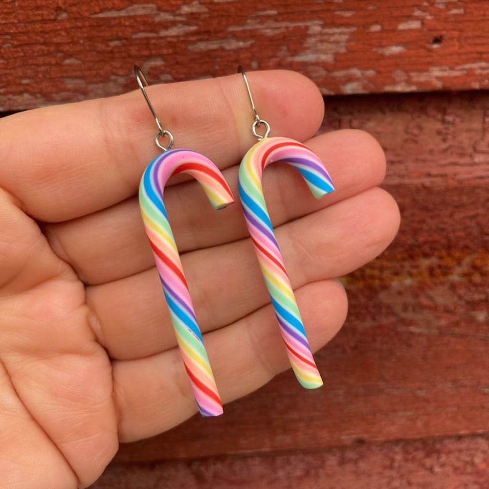 Candy Cane Earrings | Christmas Earrings | Novelty Earrings | Unique Earrings | Fun Earrings | Dangle Earrings