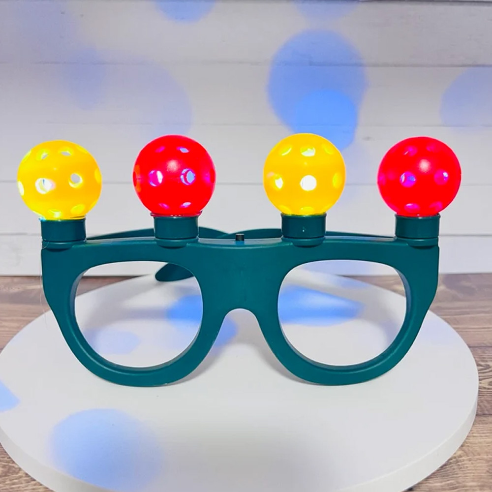 Micro Pickleball Glasses that Lights Up with 4 Micro Pickleballs on Top,Gifts for Pickleball Lover ,Pickleball Christmas Gift