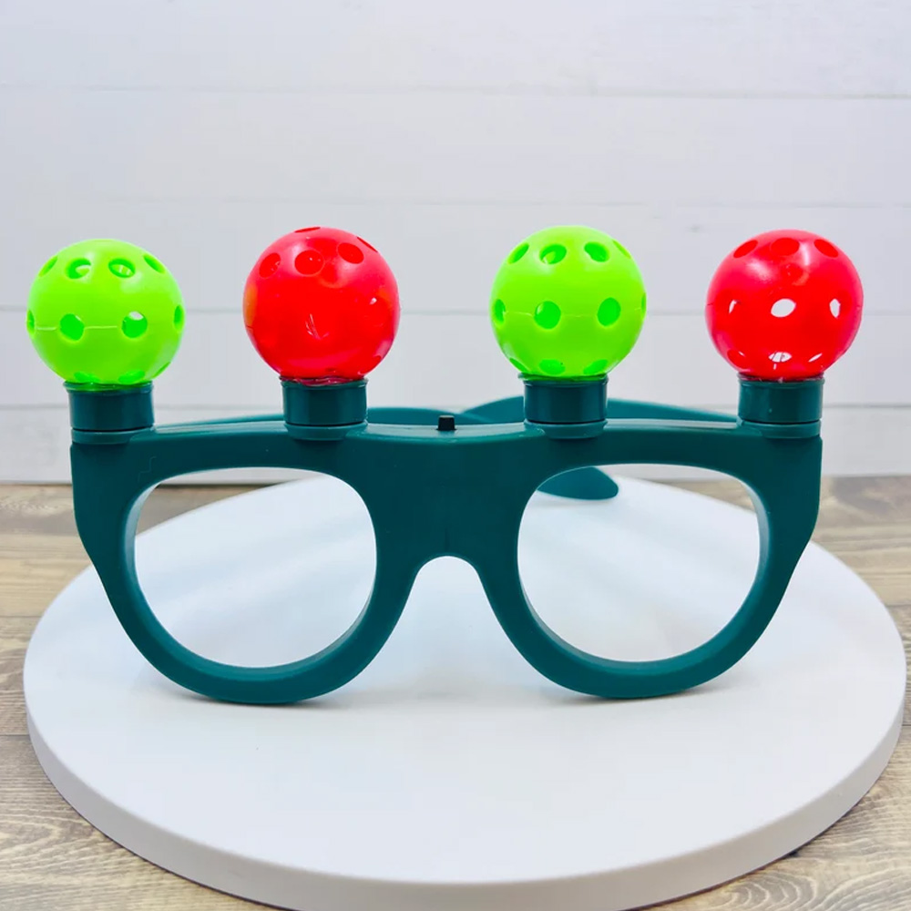 Micro Pickleball Glasses that Lights Up with 4 Micro Pickleballs on Top,Gifts for Pickleball Lover ,Pickleball Christmas Gift