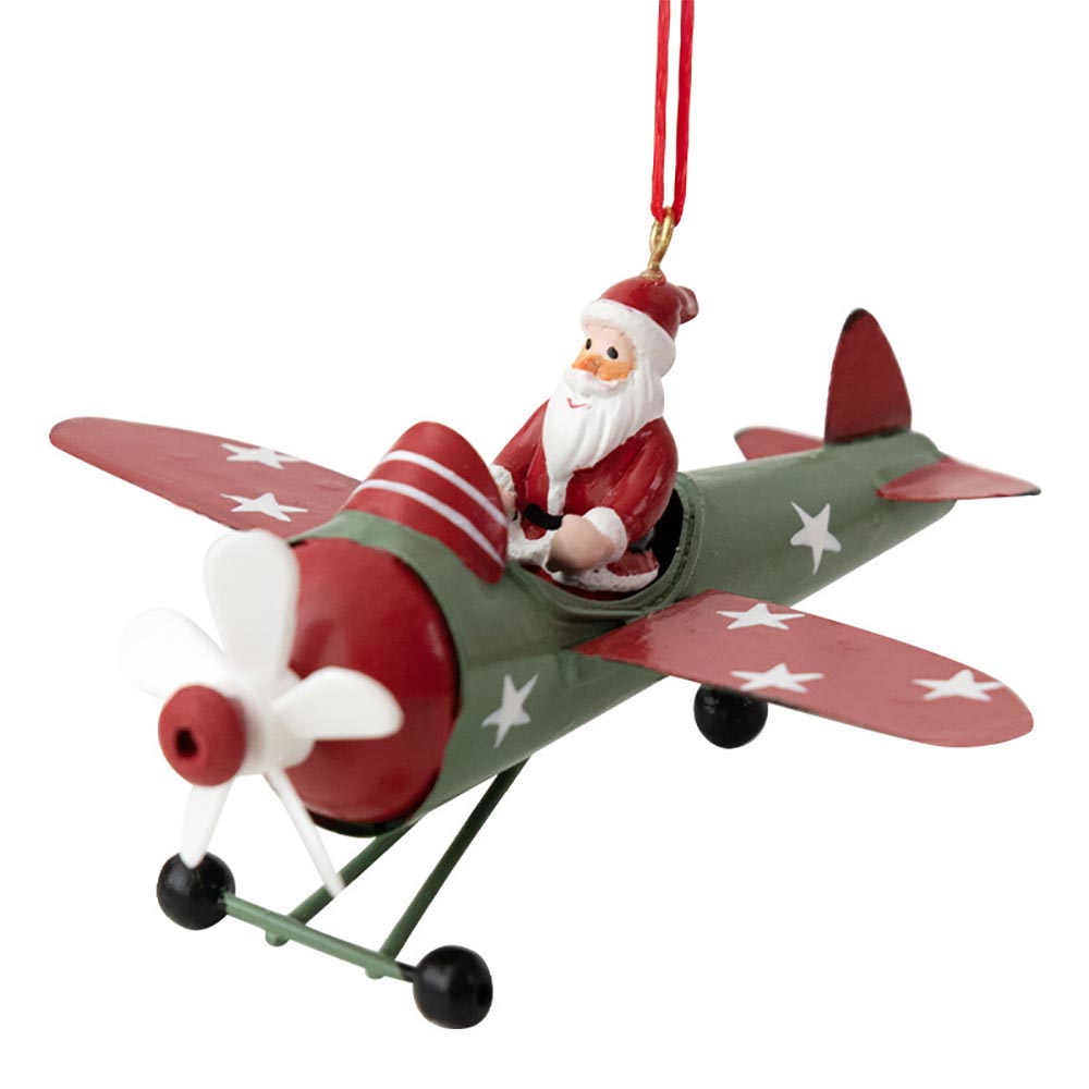 Iron Christmas Snowman Pendant, Christmas Tree DIY Decoration, Santa Claus Flying a Plane, Cute Christmas Gift