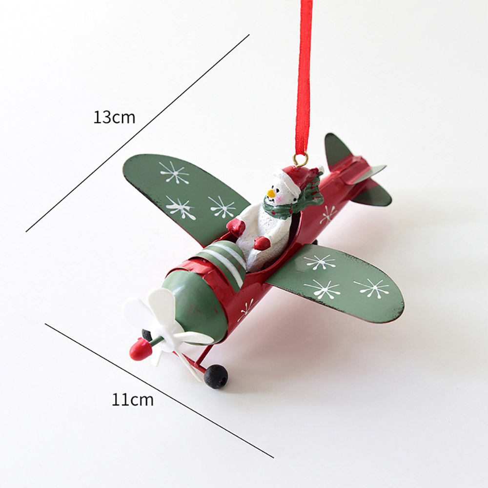 Iron Christmas Snowman Pendant, Christmas Tree DIY Decoration, Santa Claus Flying a Plane, Cute Christmas Gift