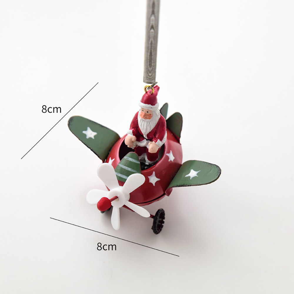 Iron Christmas Snowman Pendant, Christmas Tree DIY Decoration, Santa Claus Flying a Plane, Cute Christmas Gift