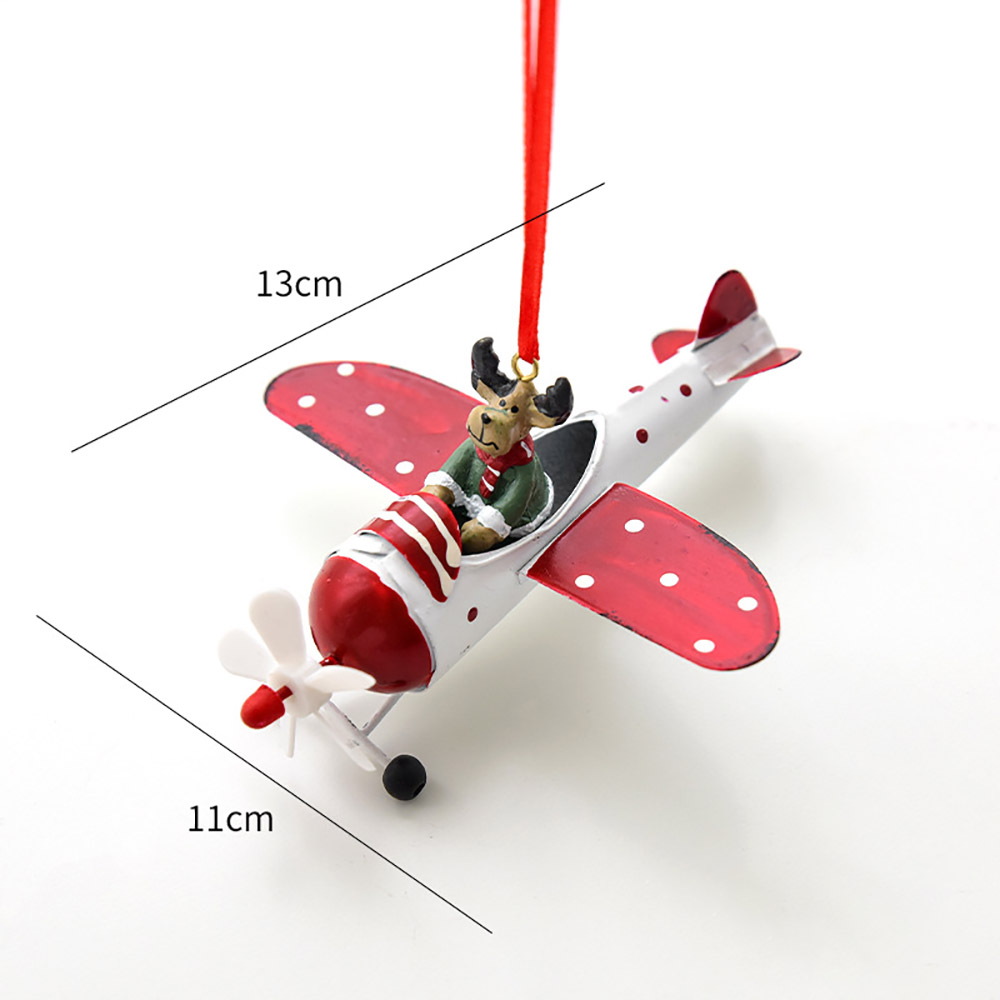 Iron Christmas Snowman Pendant, Christmas Tree DIY Decoration, Santa Claus Flying a Plane, Cute Christmas Gift