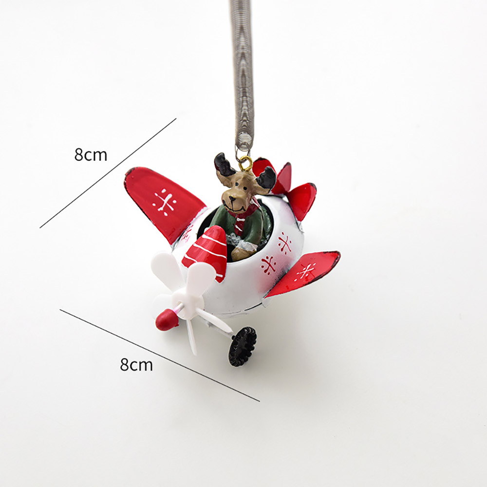 Iron Christmas Snowman Pendant, Christmas Tree DIY Decoration, Santa Claus Flying a Plane, Cute Christmas Gift