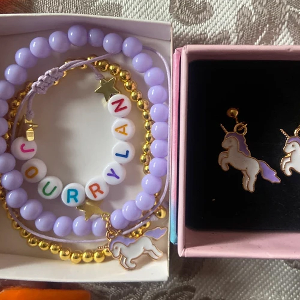 Personalized Kids Bracelets for Girls Purple Pony Name Bracelet Pony Birthday Little Gift Girls Custom Jewelry Pony Party Favors