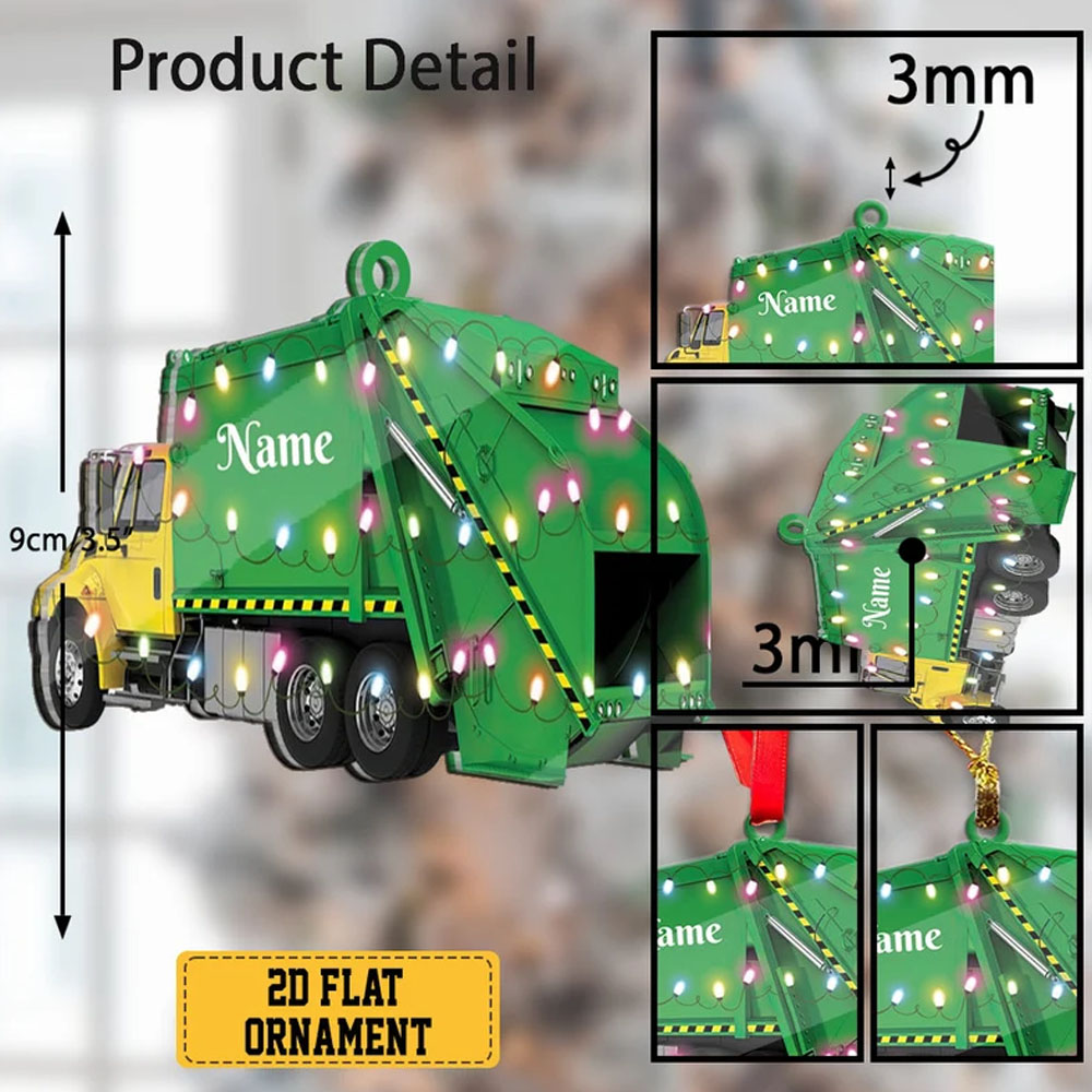 Custom Garbage Truck Christmas Ornament, Trash Truck Christmas Ornament, Garbage Man Ornament, Dump Truck Ornament, Sanitation Worker