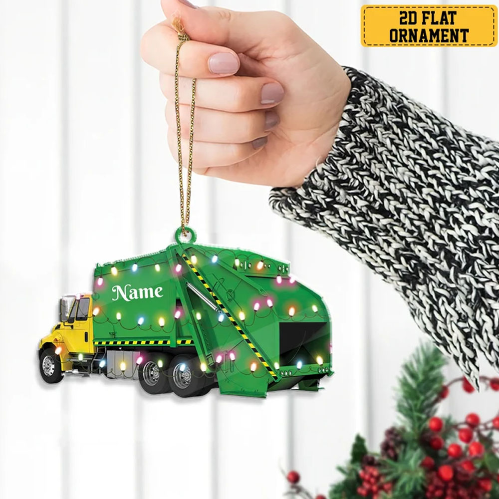 Custom Garbage Truck Christmas Ornament, Trash Truck Christmas Ornament, Garbage Man Ornament, Dump Truck Ornament, Sanitation Worker