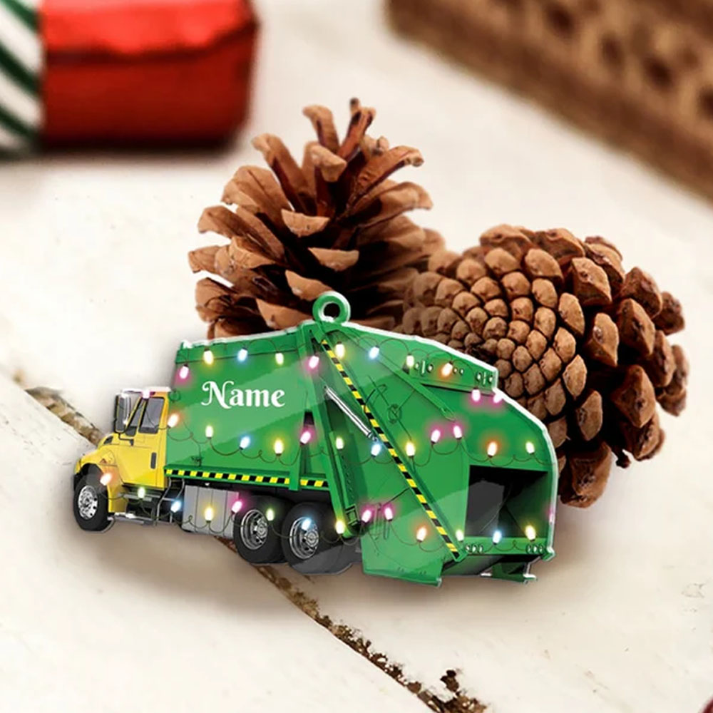 Custom Garbage Truck Christmas Ornament, Trash Truck Christmas Ornament, Garbage Man Ornament, Dump Truck Ornament, Sanitation Worker