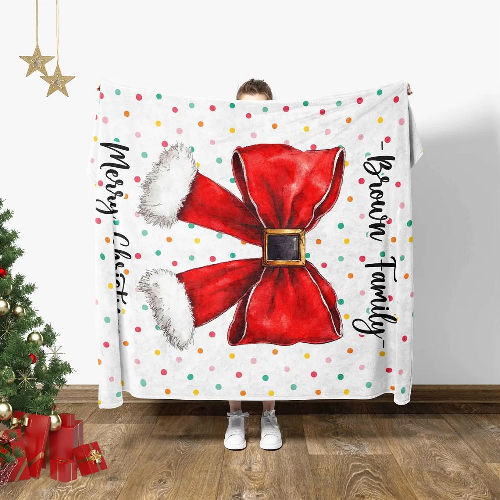 Personalized Christmas Coquette Blanket, Christmas Xmas Girlfriend Wife Women Gift, Holiday Decoration, Custom Christmas Home Farmhouse Decor