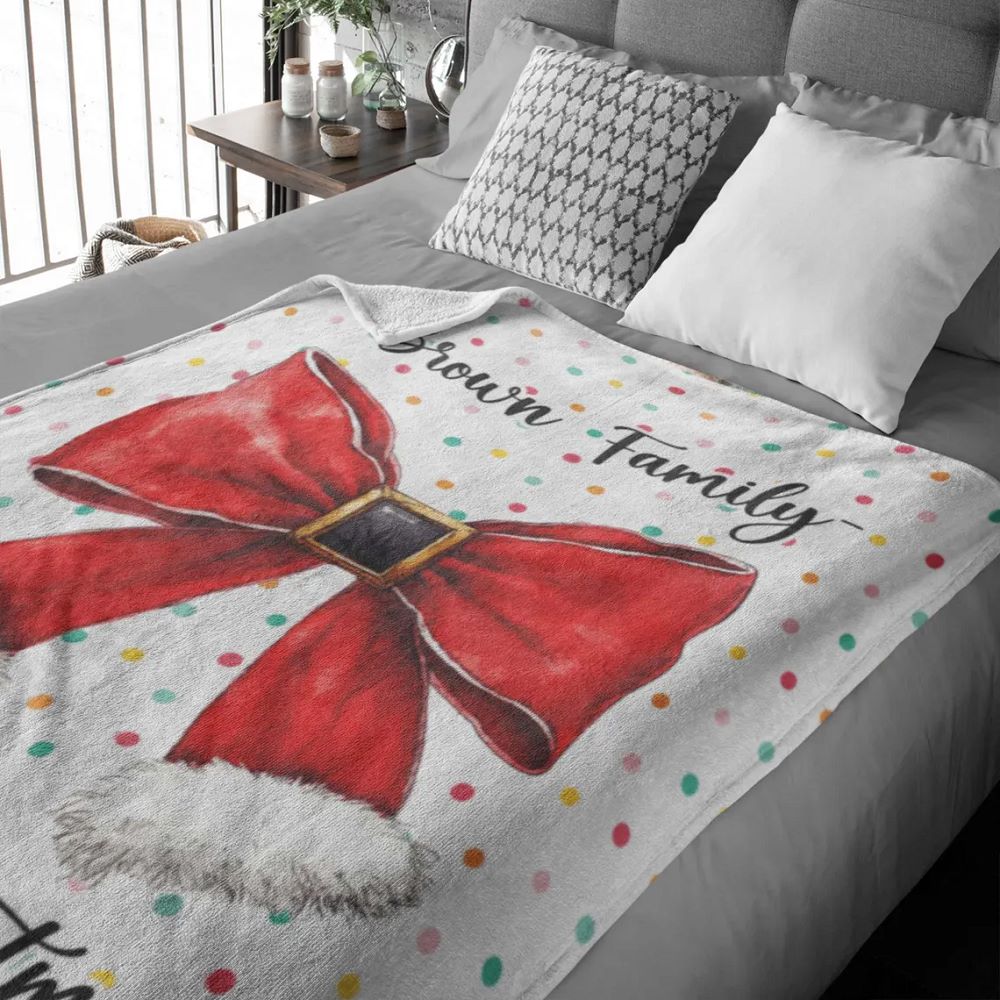 Personalized Christmas Coquette Blanket, Christmas Xmas Girlfriend Wife Women Gift, Holiday Decoration, Custom Christmas Home Farmhouse Decor