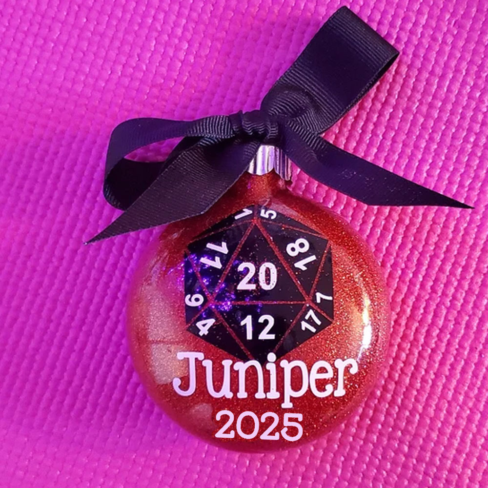 Personalized Glitter D20 Christmas Ornament