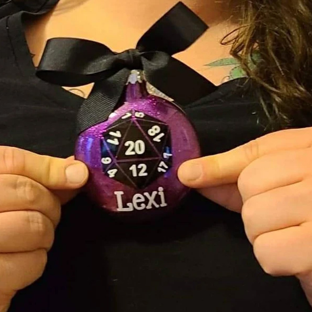 Personalized Glitter D20 Christmas Ornament