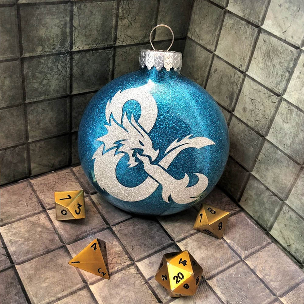 Dragons Inspired Glitter Glass Ornament