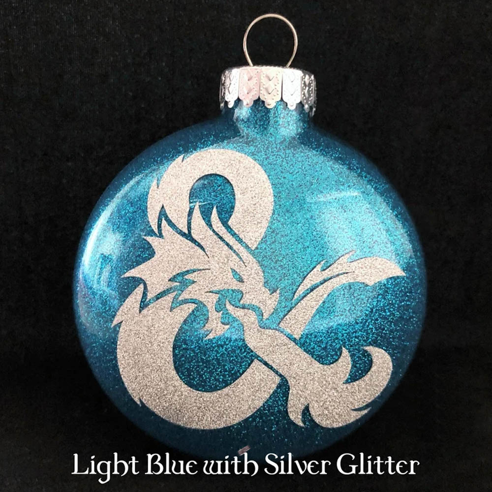 Dragons Inspired Glitter Glass Ornament