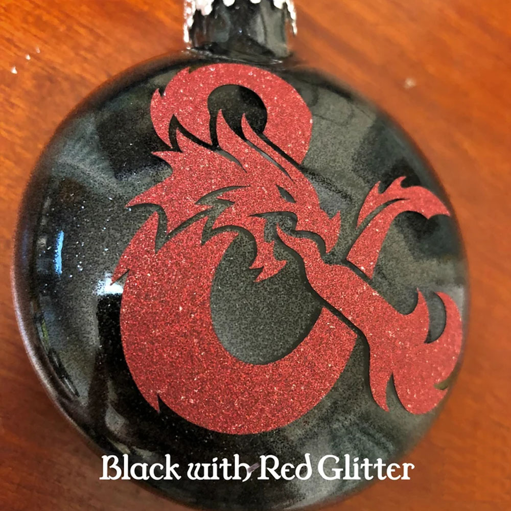 Dragons Inspired Glitter Glass Ornament