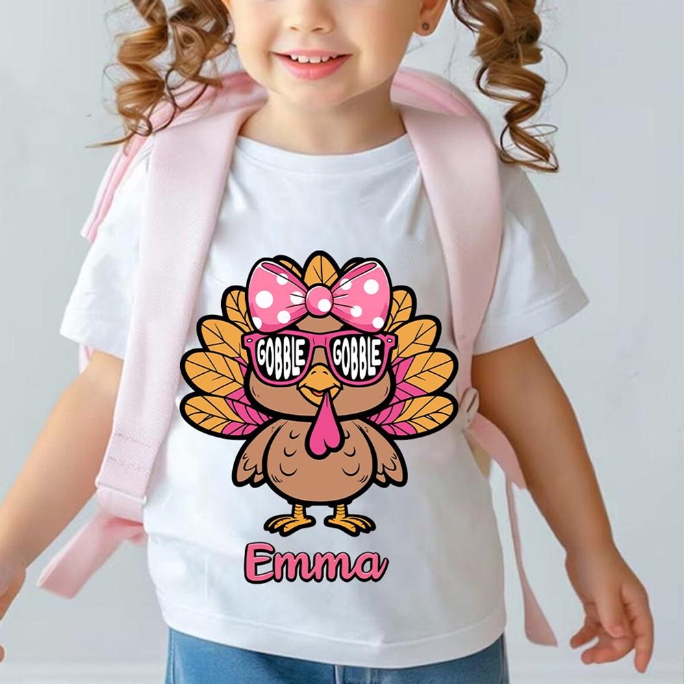 Personalized Coolest Turkey in Sunglasses Bodysuit Shirt Sweatshirt for Baby Boy Girl with Name, Thanksgiving Gift for Newborn Kids Toddler Clothing