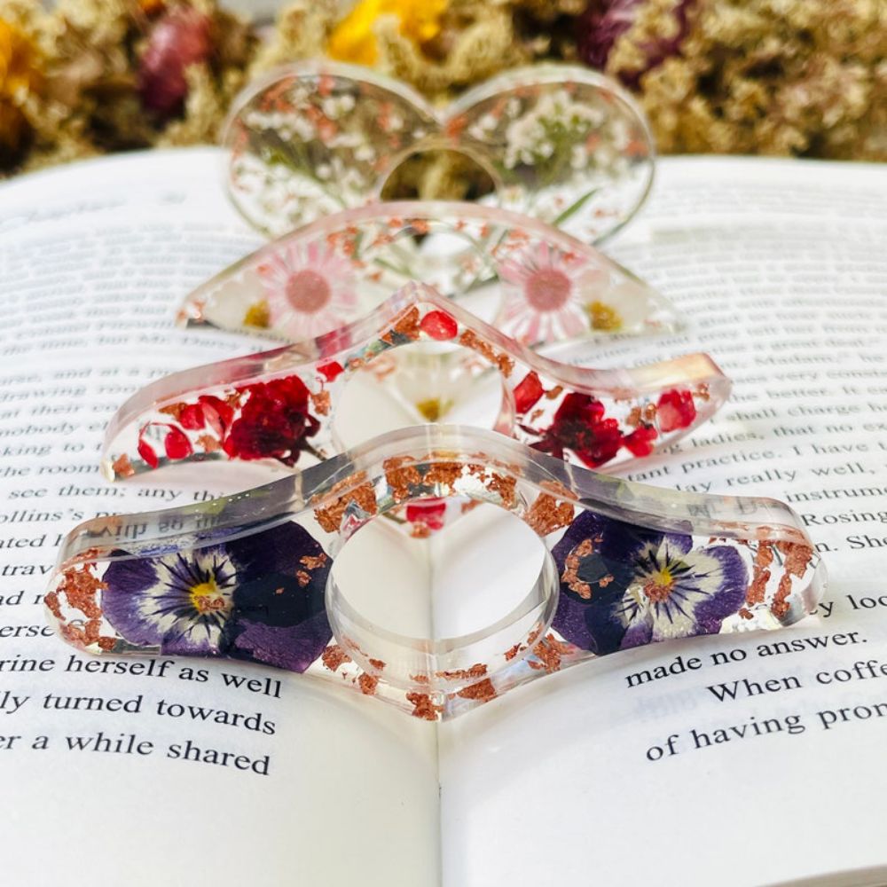 Real Birth Flower Book Page Holder, Floral Resin Thumb Page Holder, Page Spreader, Book Accessories, Book Lover Gift, Birthday Gift