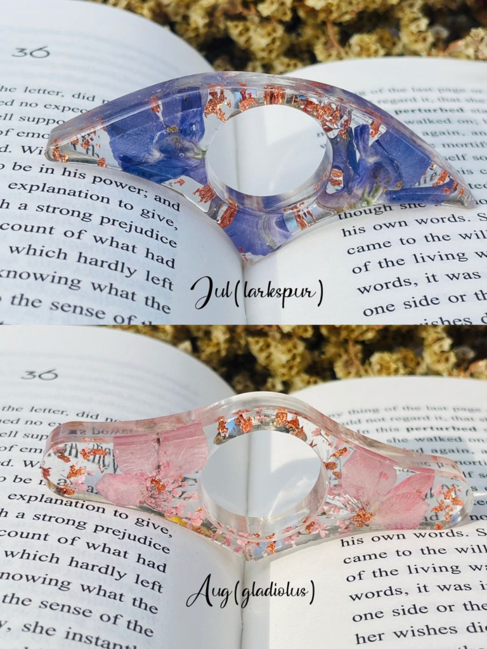 Real Birth Flower Book Page Holder, Floral Resin Thumb Page Holder, Page Spreader, Book Accessories, Book Lover Gift, Birthday Gift