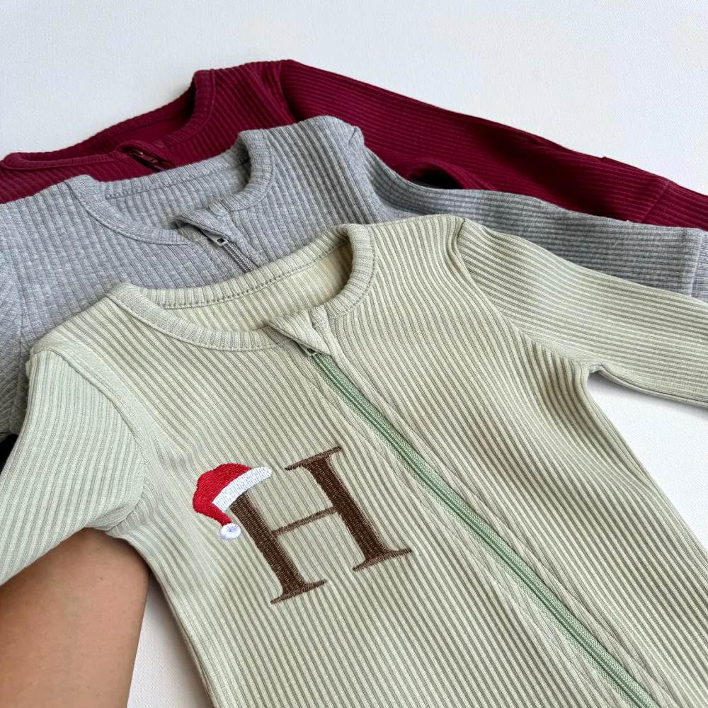 Christmas Xmas Personalised Gift Baby Zip Romper | Embroidered Baby Grow Newborn Essentials, Personalized Reindeer Gift My First Christmas