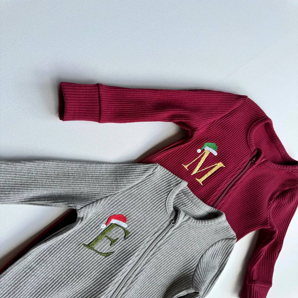 Christmas Xmas Personalised Gift Baby Zip Romper | Embroidered Baby Grow Newborn Essentials, Personalized Reindeer Gift My First Christmas