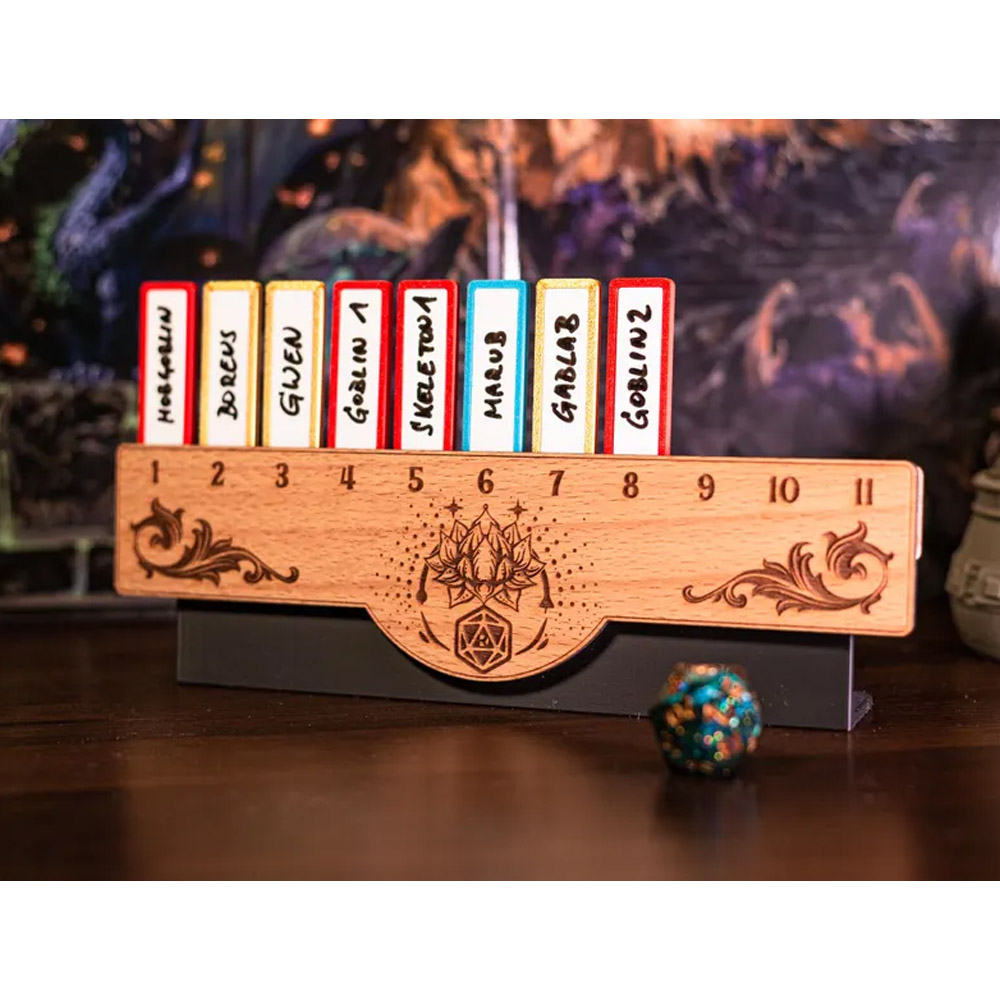 DND Initiative Tracker with Wipeable Markers, Handmade Hardwood Tracker for Dungeon and Dragons, Pathfinder, TTRPG, Roleplaying, Tabletop