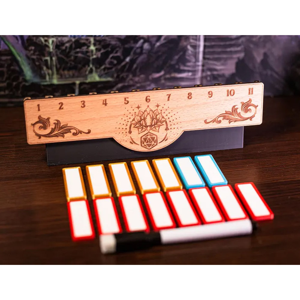 DND Initiative Tracker with Wipeable Markers, Handmade Hardwood Tracker for Dungeon and Dragons, Pathfinder, TTRPG, Roleplaying, Tabletop