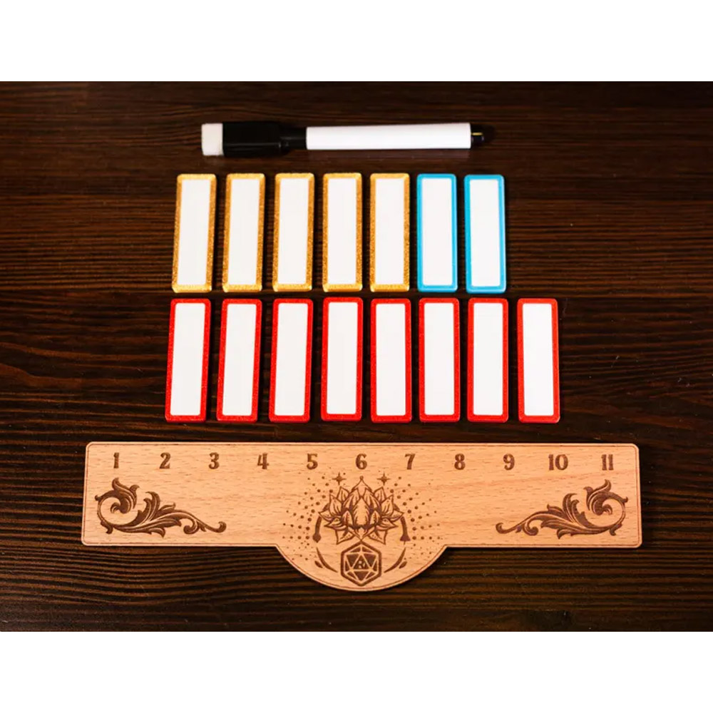 DND Initiative Tracker with Wipeable Markers, Handmade Hardwood Tracker for Dungeon and Dragons, Pathfinder, TTRPG, Roleplaying, Tabletop