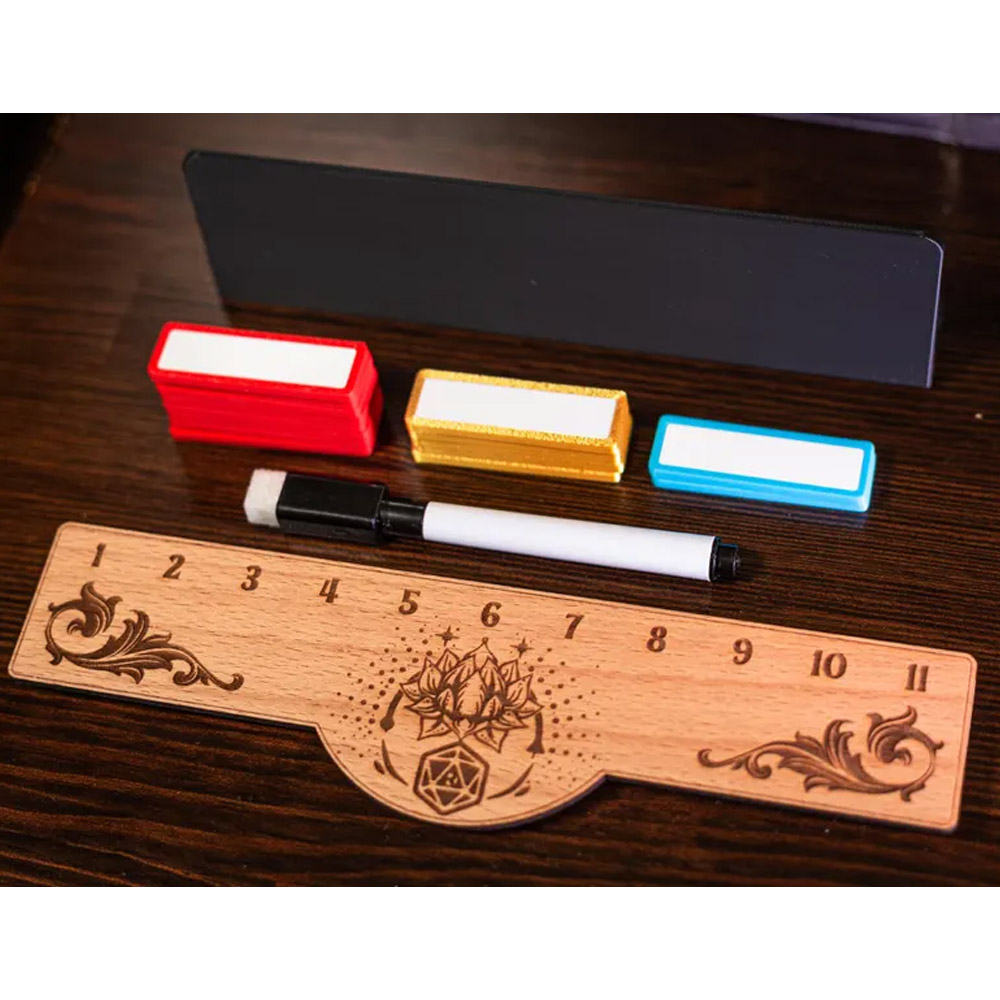 DND Initiative Tracker with Wipeable Markers, Handmade Hardwood Tracker for Dungeon and Dragons, Pathfinder, TTRPG, Roleplaying, Tabletop