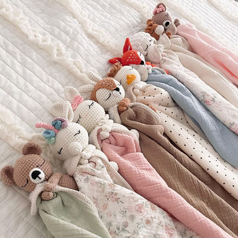 Personalized Baby Animals Blanket Embroidery Name,Baby Toy Stuffed Comforter,Newborn Essentials Stuff Must Haves,Baby Shower Gift for Newborn Girl/Boy