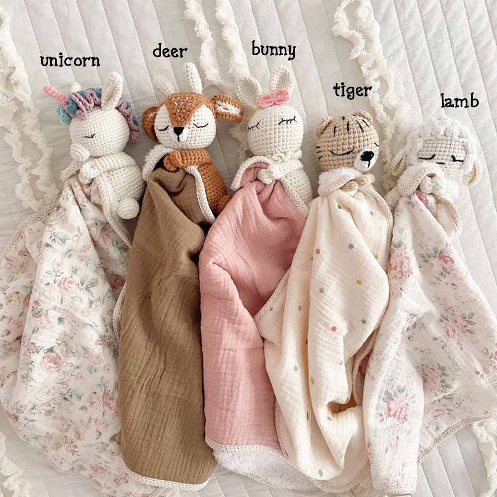 Personalized Baby Animals Blanket Embroidery Name,Baby Toy Stuffed Comforter,Newborn Essentials Stuff Must Haves,Baby Shower Gift for Newborn Girl/Boy