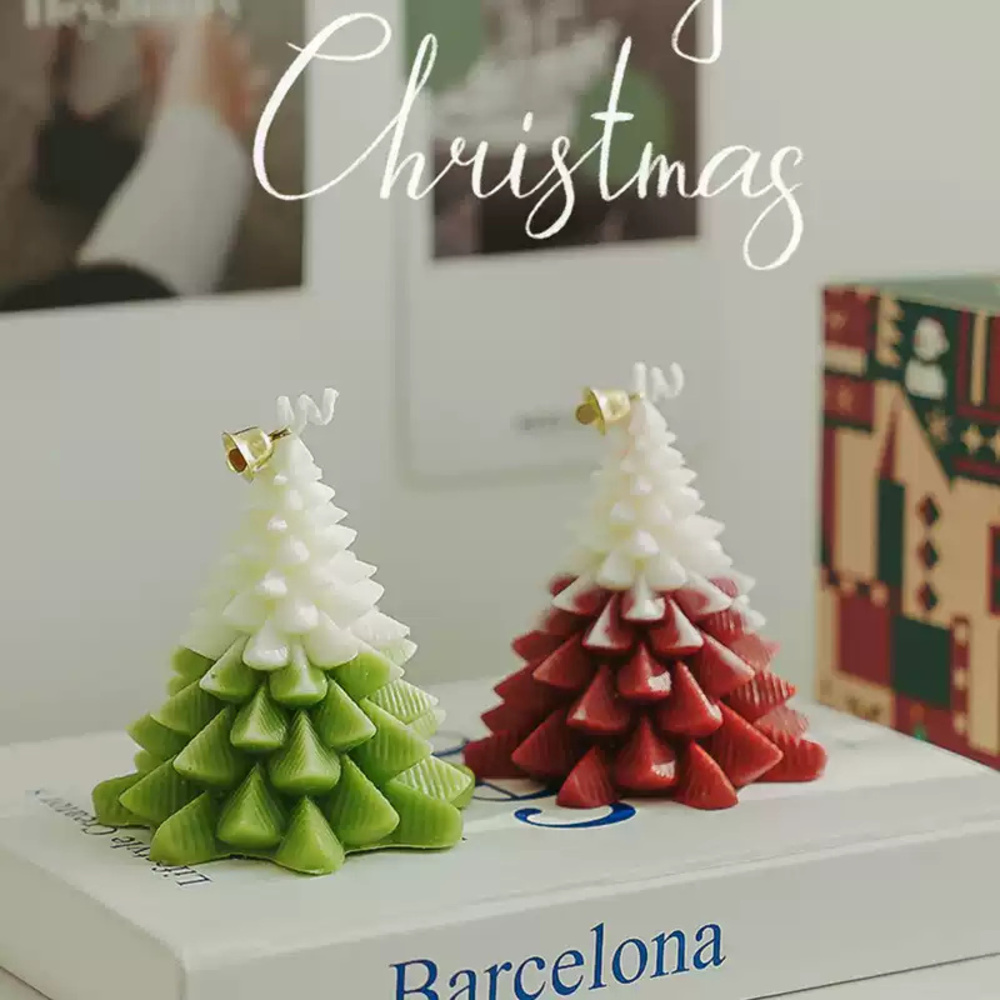 Charming Christmas Tree Candle, Beautifully Crafted Christmas Tree Wax Candle for Festive Cheer