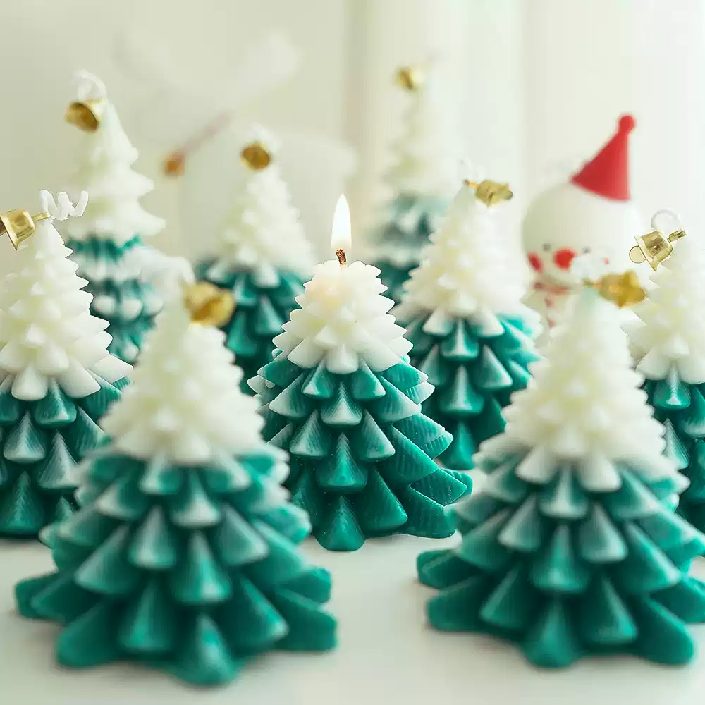 Charming Christmas Tree Candle, Beautifully Crafted Christmas Tree Wax Candle for Festive Cheer