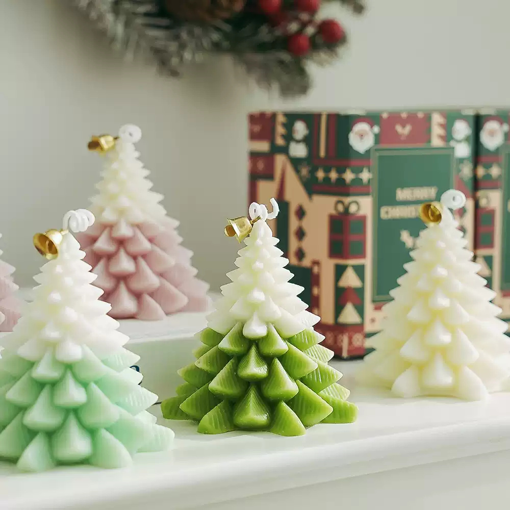 Charming Christmas Tree Candle, Beautifully Crafted Christmas Tree Wax Candle for Festive Cheer