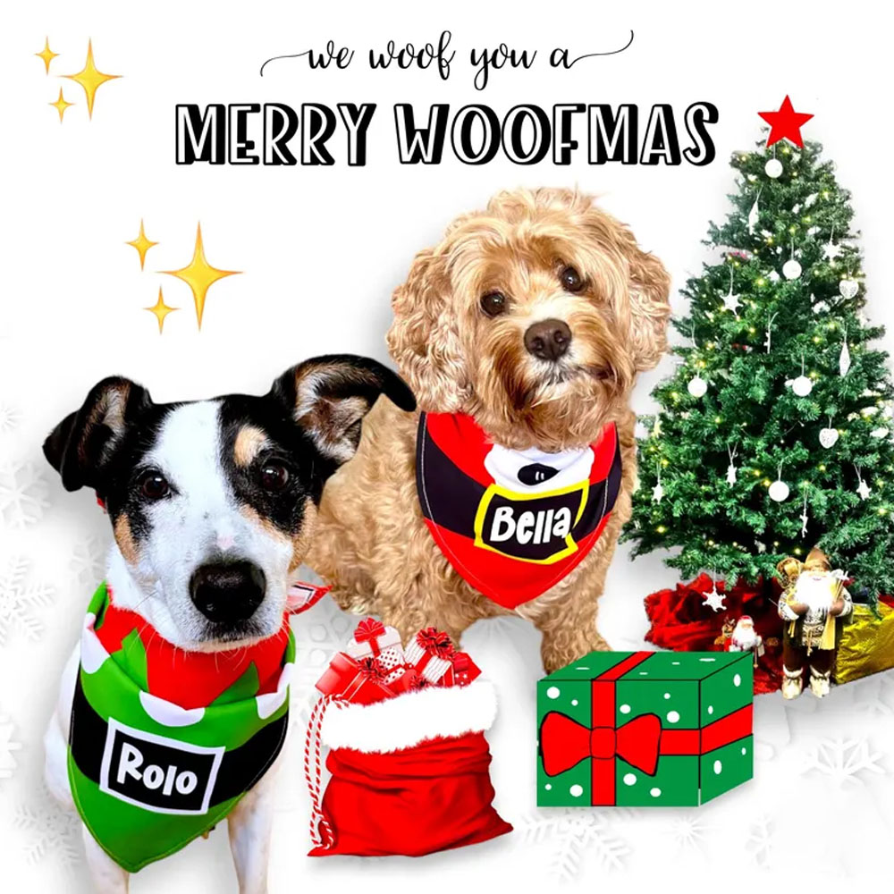 Personalized Puppy First Xmas Acessories, Elf Christmas Dog Bandana, Fun Cute Gift, Tie on Universal Size