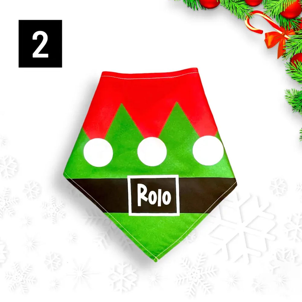 Personalized Puppy First Xmas Acessories, Elf Christmas Dog Bandana, Fun Cute Gift, Tie on Universal Size