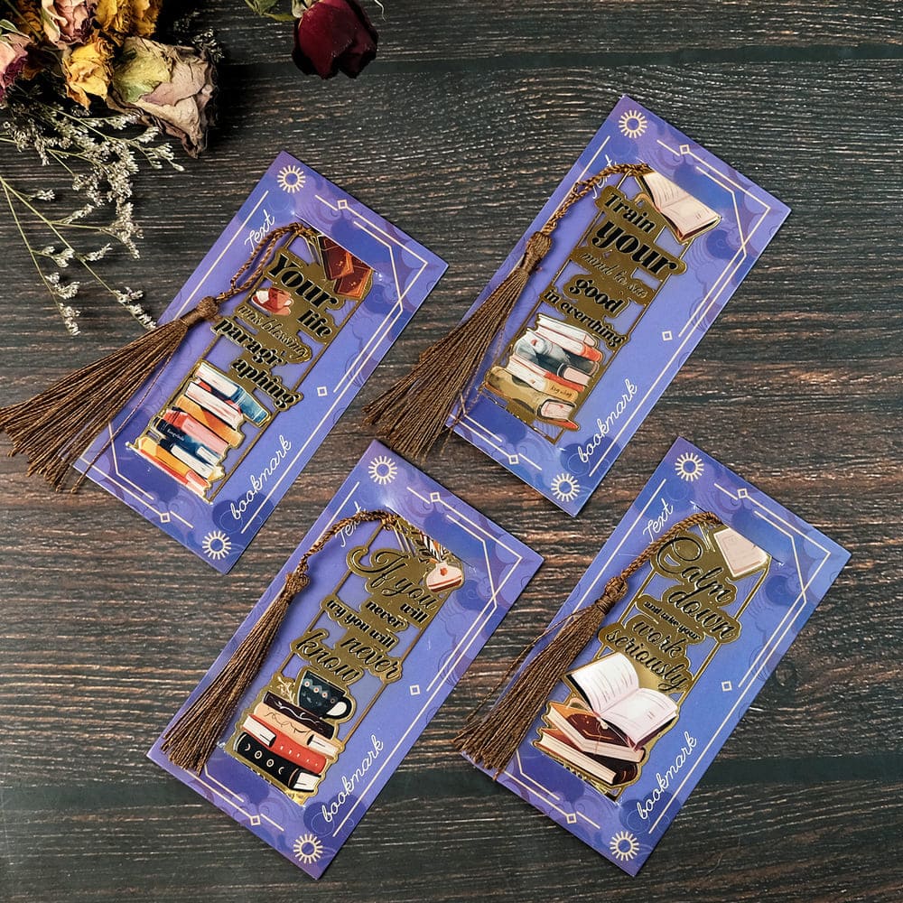 Luxury Metallic Motivational Bookmarks, Vintage Style with Tassel, Inspirational Gift for Book Lovers
