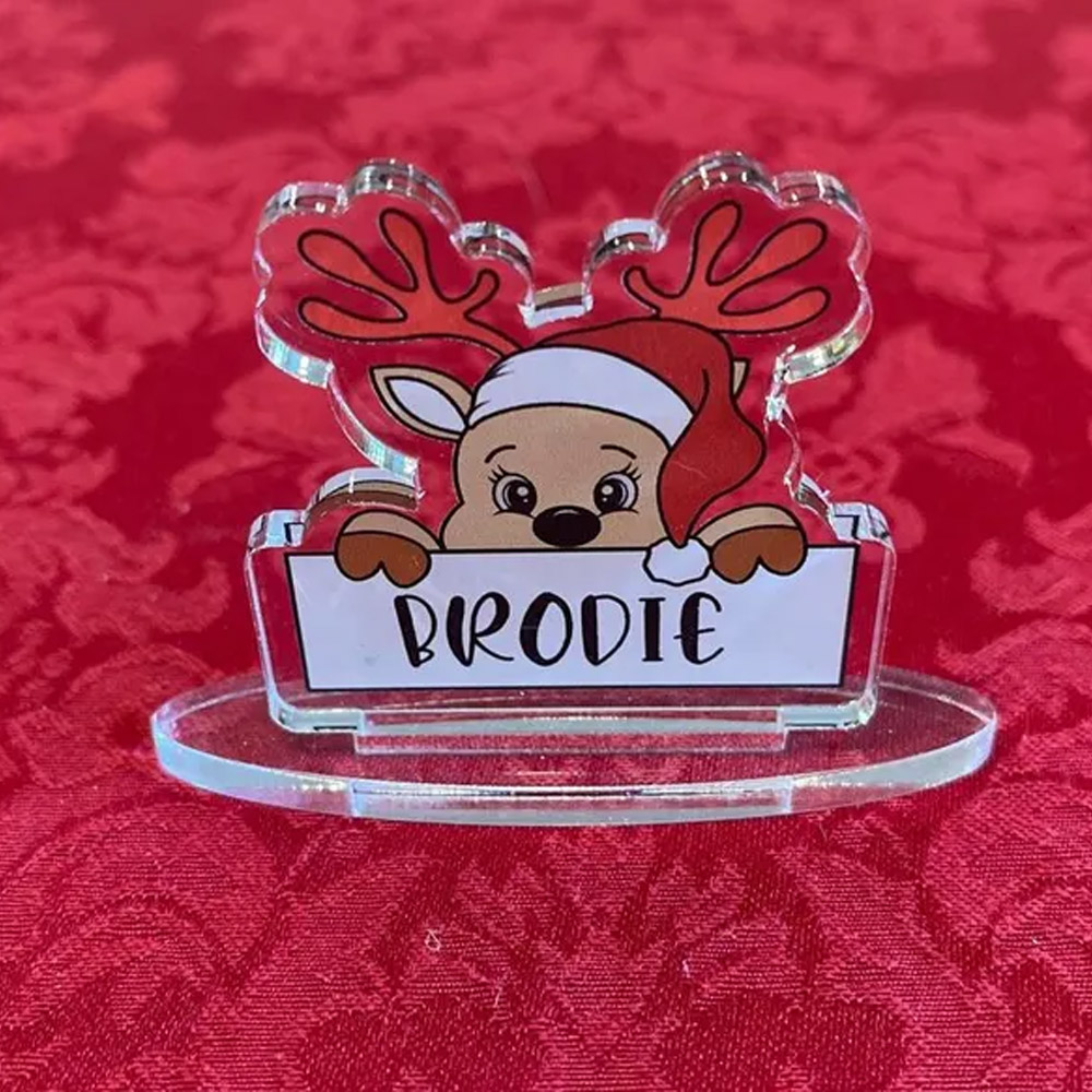Personalized Christmas Reindeer Name Setting, Xmas Table Name Settings, Cute Reindeer Name Settings, Christmas Dinner Party Name Setting
