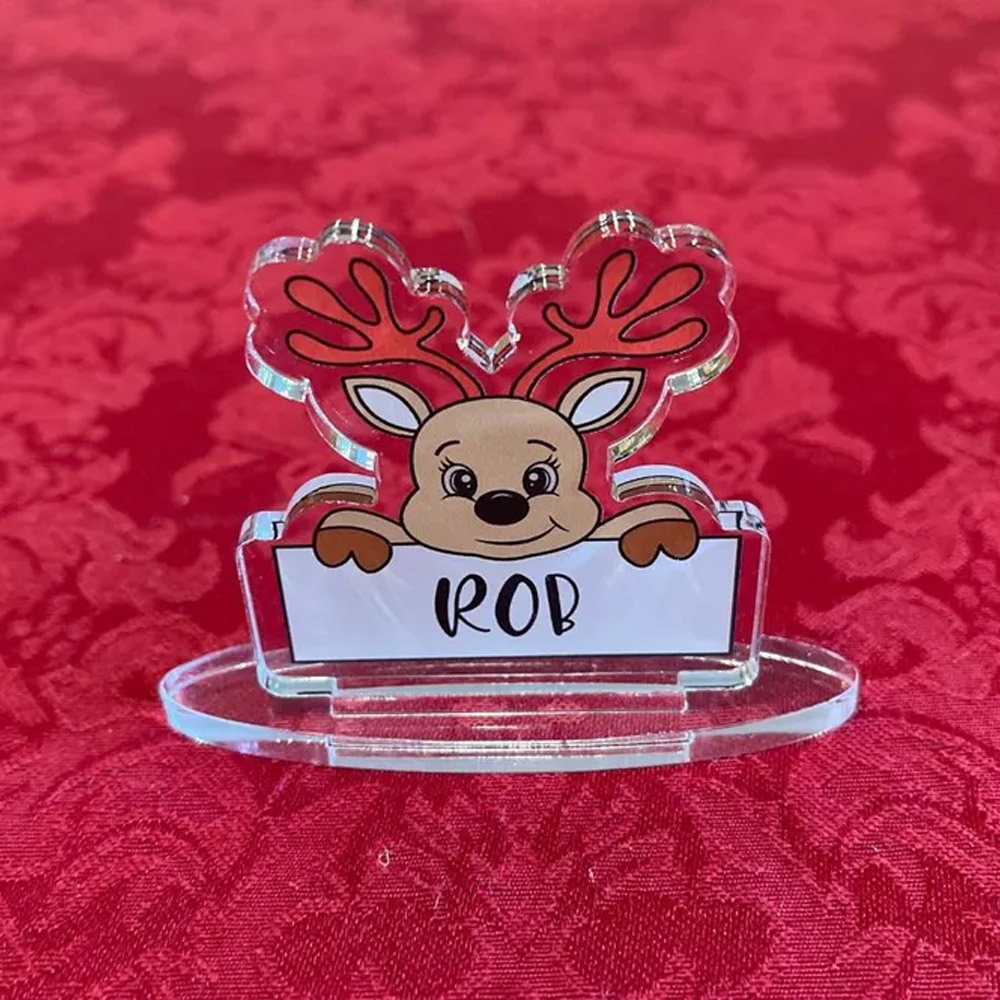 Personalized Christmas Reindeer Name Setting, Xmas Table Name Settings, Cute Reindeer Name Settings, Christmas Dinner Party Name Setting