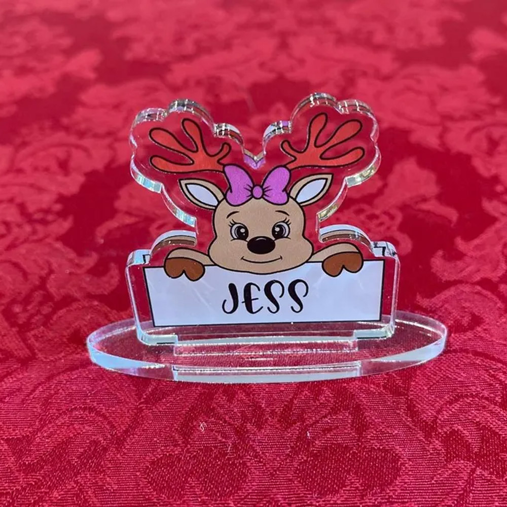 Personalized Christmas Reindeer Name Setting, Xmas Table Name Settings, Cute Reindeer Name Settings, Christmas Dinner Party Name Setting