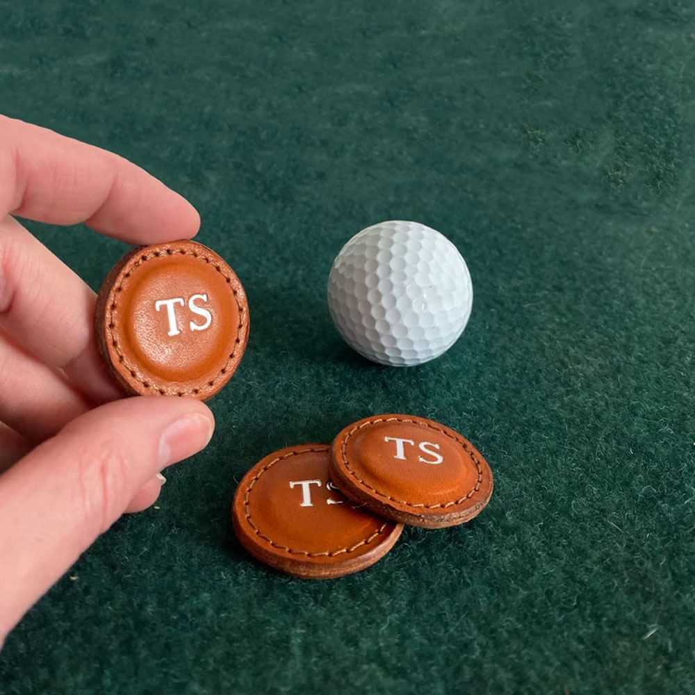 Premium Leather Golf Ball Marker Set of 2!