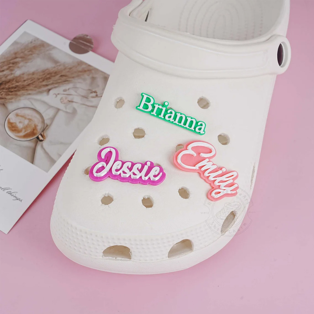 (Set of 2)Personalized 3D Printed Name Shoe Charm, Unique Colorful Letters Shoe Charm, Custom Word Name Shoe Buckles