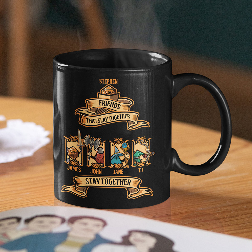 Custom DND Mug, Friends that Slay Together Stay Together, DND Personalize with your Party Name and Classes