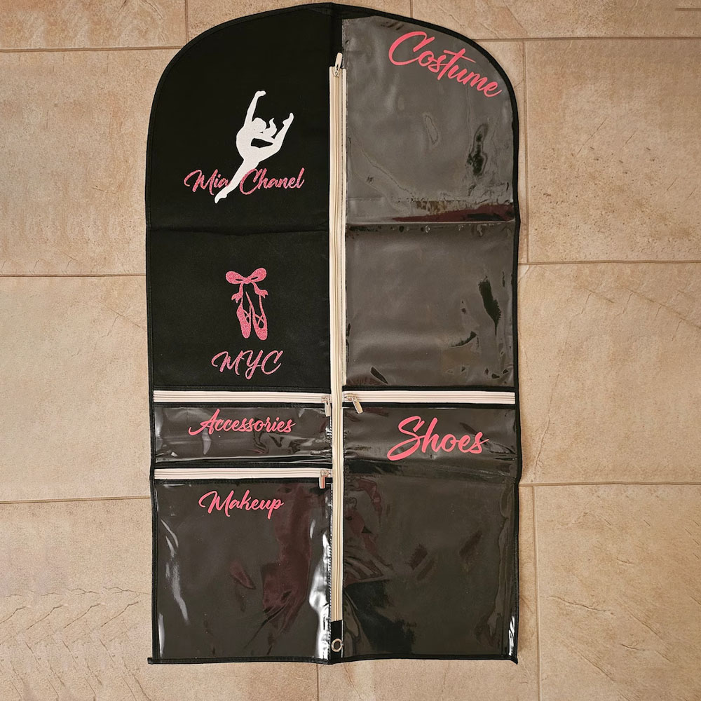 Personalized Cheer Dance Garment Storage Bag for Dancer Uniform, Ballet Dance Competition Must Haves, Clear Garment Bag for Hanging Clothes, Gift for Women