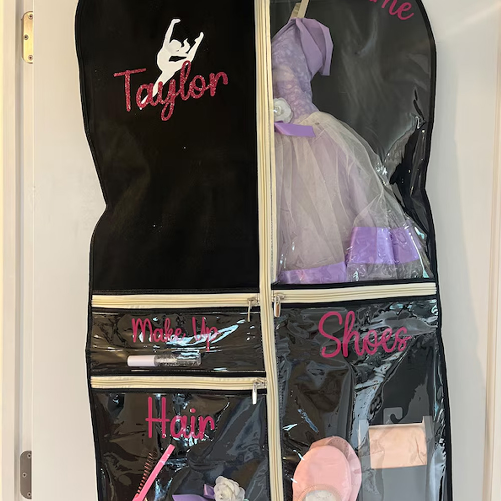 Personalized Cheer Dance Garment Storage Bag for Dancer Uniform, Ballet Dance Competition Must Haves, Clear Garment Bag for Hanging Clothes, Gift for Women