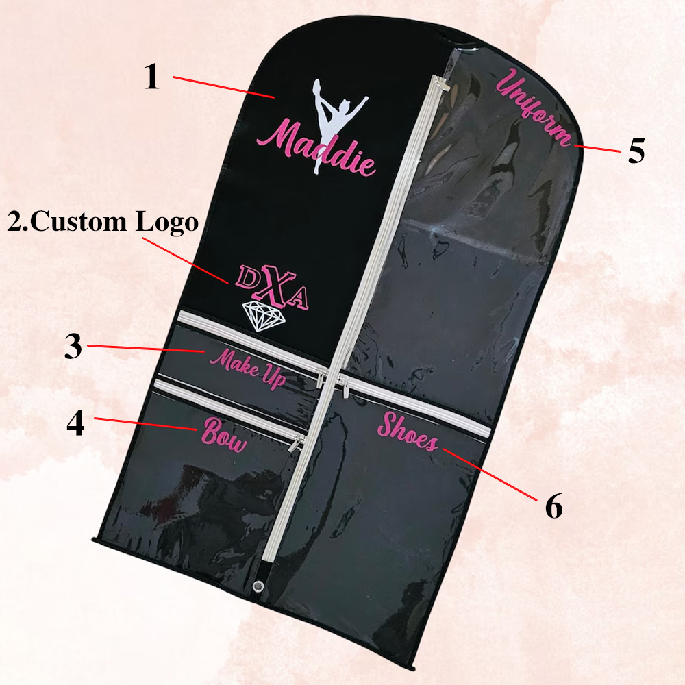 Personalized Cheer Dance Garment Storage Bag for Dancer Uniform, Ballet Dance Competition Must Haves, Clear Garment Bag for Hanging Clothes, Gift for Women