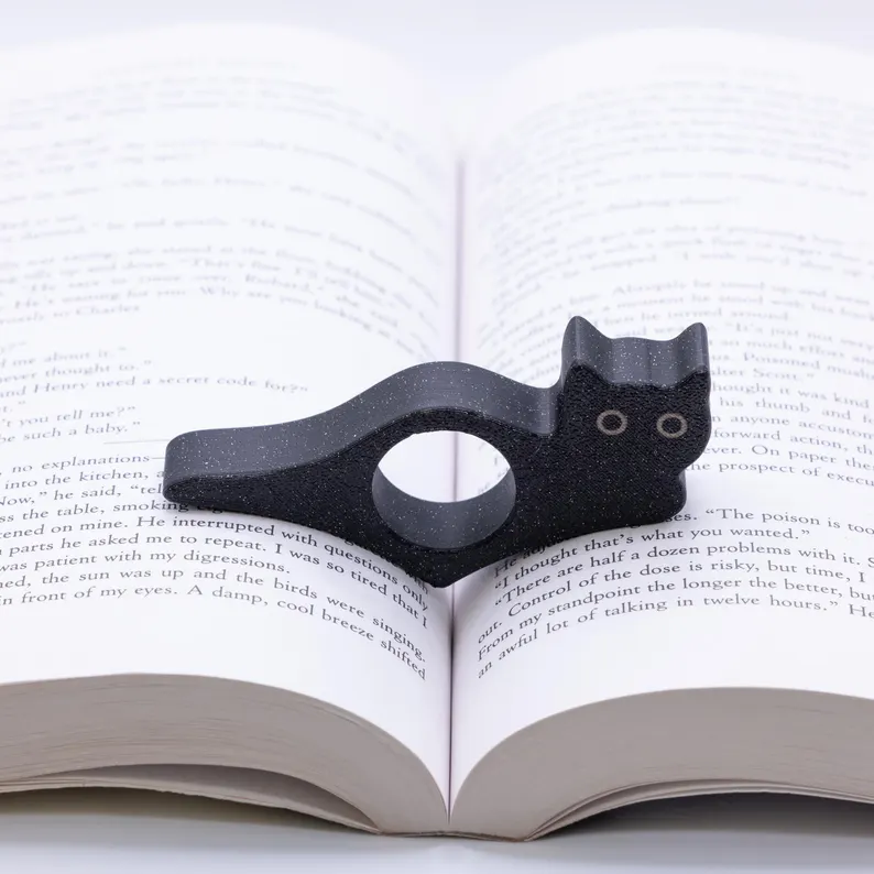 Custom Cat Thumb Book Page Holder, Black Cat, Gift For Bookworms, Book Club Gifts, Book Accessory